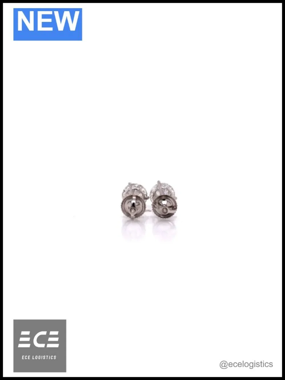 14k White Gold Moissanite Stud Earrings 2 Carat Round Cut